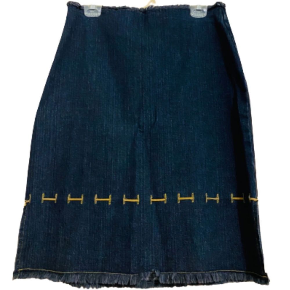 CLIO WOMEN’s FRINGE DENIM w/ SIDE SLITS & FRAYED HEM COTTON COWGIRL SKIRT Size-8